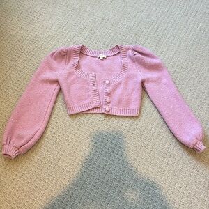 For love lemons purple sparkle cropped cardigan